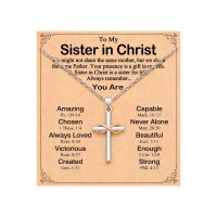 UPROMI Christian Gifts for Women, Sister in Christ Religious Christian Jewelry Baptism Gifts Cross Necklace for Women Faith Based S-8cross New-N-sister in christ