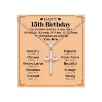 UPROMI 15 Year Old Girl Gifts, 15th Birthday Decorations Quinceanera Gifts for Teen Girls Necklace S-8cross-N-15th bday UPROMI 15 Year Old Girl Gifts, 15th Birthday Decorations Quinceanera Gifts for Teen Girls Necklace S-8cross-N-15th bday