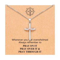 UPROMI Cross Necklace Christian Jewelry Baptism Gifts for Women Christians Faith Religious Catholic Confirmation Gifts for Teen Teenage Girls Trendy Stuff Christmas Birthday S-8cross-N-pray