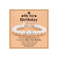 UPROMI One 1 Year Old Girl Birthday Gifts, First 1st Birthday Gifts Decorations for Girls Bracelet S-Big Pearl-B-1st bday