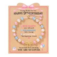 8/9/10 Year Old Girl Birthday Gifts - Bow Crystal Bracelet S-Bow FLB-B-9th bday