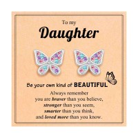 UPROMI Daughter Gifts from Mom Mothers Day Birthday Christmas Stocking Stuffers Gifts for Daughter Earrings S-Butterfly-E-Daughter
