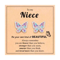 UPROMI Niece Gifts from Auntie Aunt Valentines Day Birthday Christmas Stocking Stuffers Gifts for Niece Earrings S-Butterfly-E-Niece