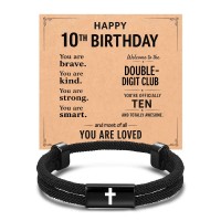 9/10/11/13 Year Old Birthday Gifts, Adjustable Cross Bracelet S-Cross rope-B-10th bday