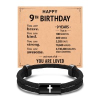 9/10/11/13 Year Old Birthday Gifts, Adjustable Cross Bracelet S-Cross rope-B-9th bday