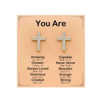 UPROMI Gold Stud Cross Earrings Baptism Religious 5th 8th Grade High School College Christian Graduation Gifts for Women Her Faith Catholic Confirmation Gifts for Teen Girls Teenage Birthday S-Gold cross-E-You are