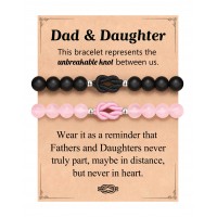 UPROMI Girl Dad Gifts from Daughter Father Bracelet Birthday Christmas Gift S-HF stone knot-B-dad daughter