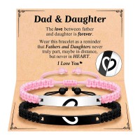 UPROMI Dad Gifts from Daughter, Father Daughter Bracelet Valentines Fathers Day Christimas Birthday Gifts for Dad Daddy Ideas  S-Heart Bar-B-dad&daughter