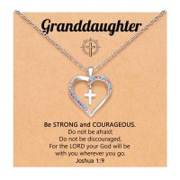 UPROMI Cross Necklace for Girls Jewelry Kids Christian Religious Christmas Stocking Stuffers Gifts for 4 6 8 10 12 Year Old Girl Birthday Tween Trendy Stuff Granddaughter from Grandma S-Heart Cross-N-GD