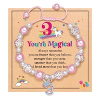 UPROMI 3 Year Old Girl Gifts, Birthday Gifts for 3 Year Old Girl Ideas Valentines Day Unicorn Jewelry Charm Bracelets S-Number UNI-B-3