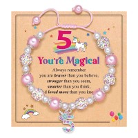 UPROMI 5 Year Old Girl Birthday Gift Ideas, Unicorn Gifts for 5 Year Old Girls 5th Birthday Decorations Bracelet S-Number UNI-B-5