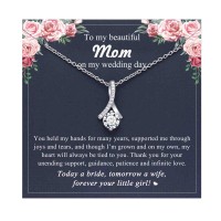 UPROMI Mother of The Bride Gifts from Daughter - Wedding Jewelry for Mom: Silver Dainty Necklace S-YOU-N-MOM