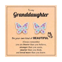 UPROMI Hypoallergenic Cute Stud Butterfly Earrings for Girls 8-12 Jewelry Granddaughter from Grandma Birthday Christmas Back to School Gifts Stuff for 9 10 11 Year Old Girl Preteen Tween Teen Trendy S-xinButterfly-E-GD